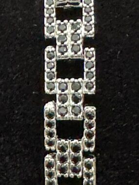 18K White Gold Filled Geometric Link Tennis Bracelet Size 7" Goldoro - NWOT